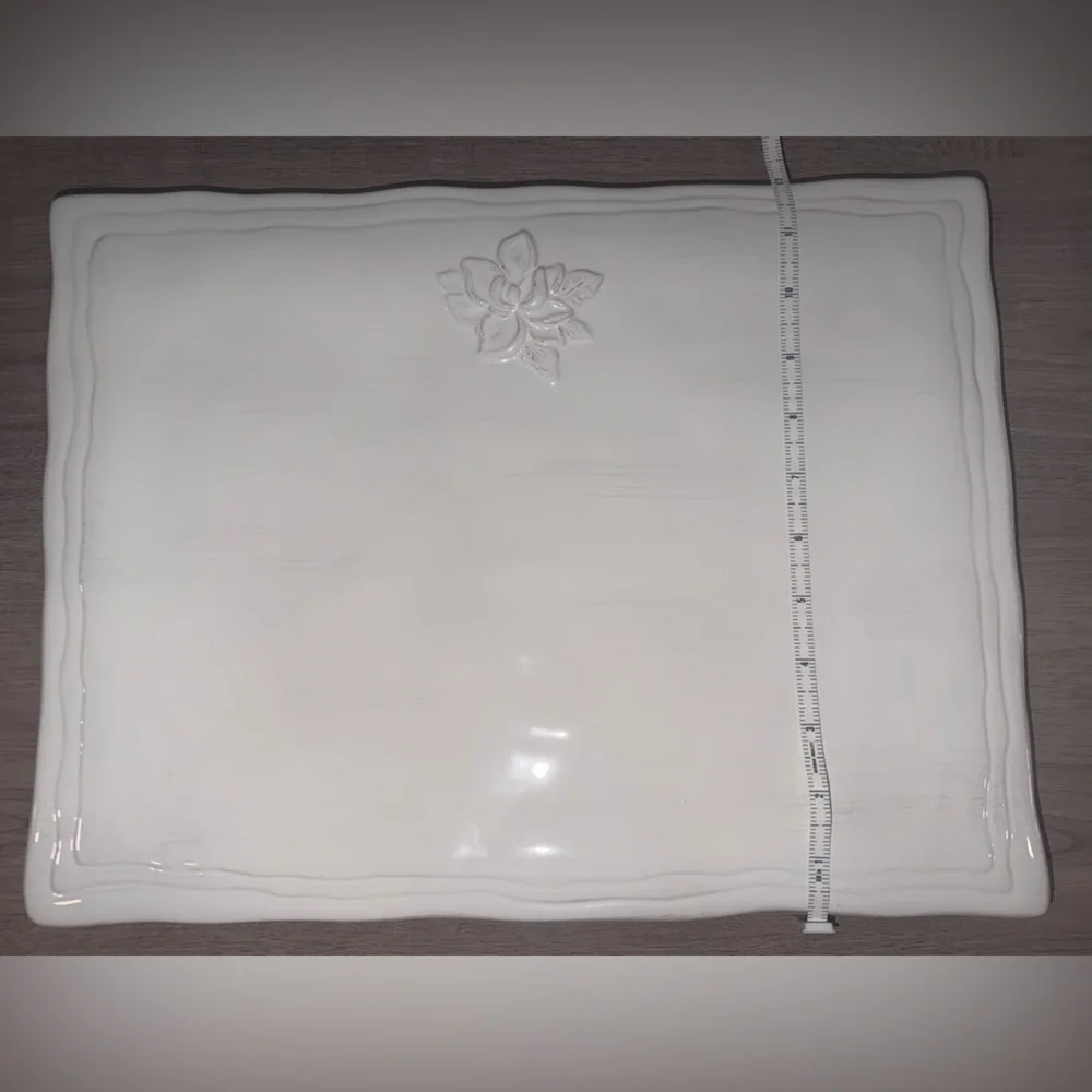 The Royal Standard Large White Ceramic Platter with Floral Design - Picture 4 of 7